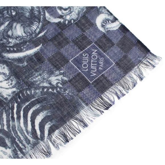 ❌❌ LOUIS VUITTON Cashmere/Silk/Wool Chapman Brothers Stole Blue Monogram LV - Picture 11 of 11